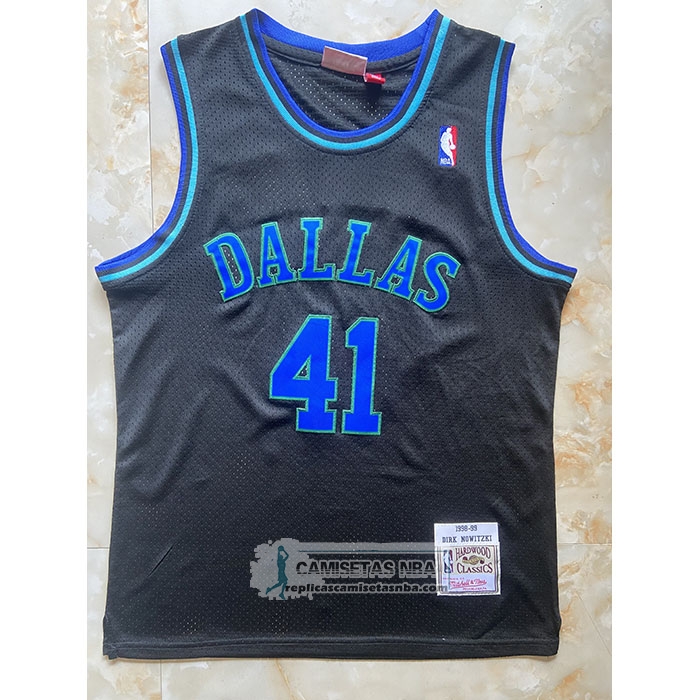 Camiseta Nino Dallas Mavericks Dirk Nowitzki NO 41 Mitchell & Ness 1998-99 Negro